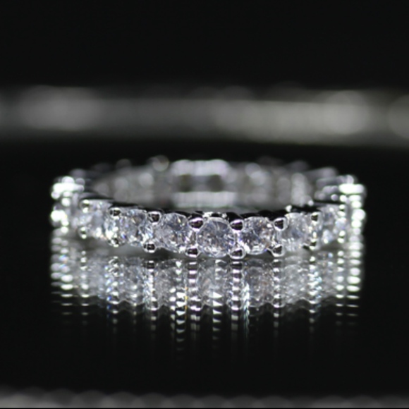 14kt Gold Dipped Tri Shape White Topaz Rings Set - Picture 4 of 8